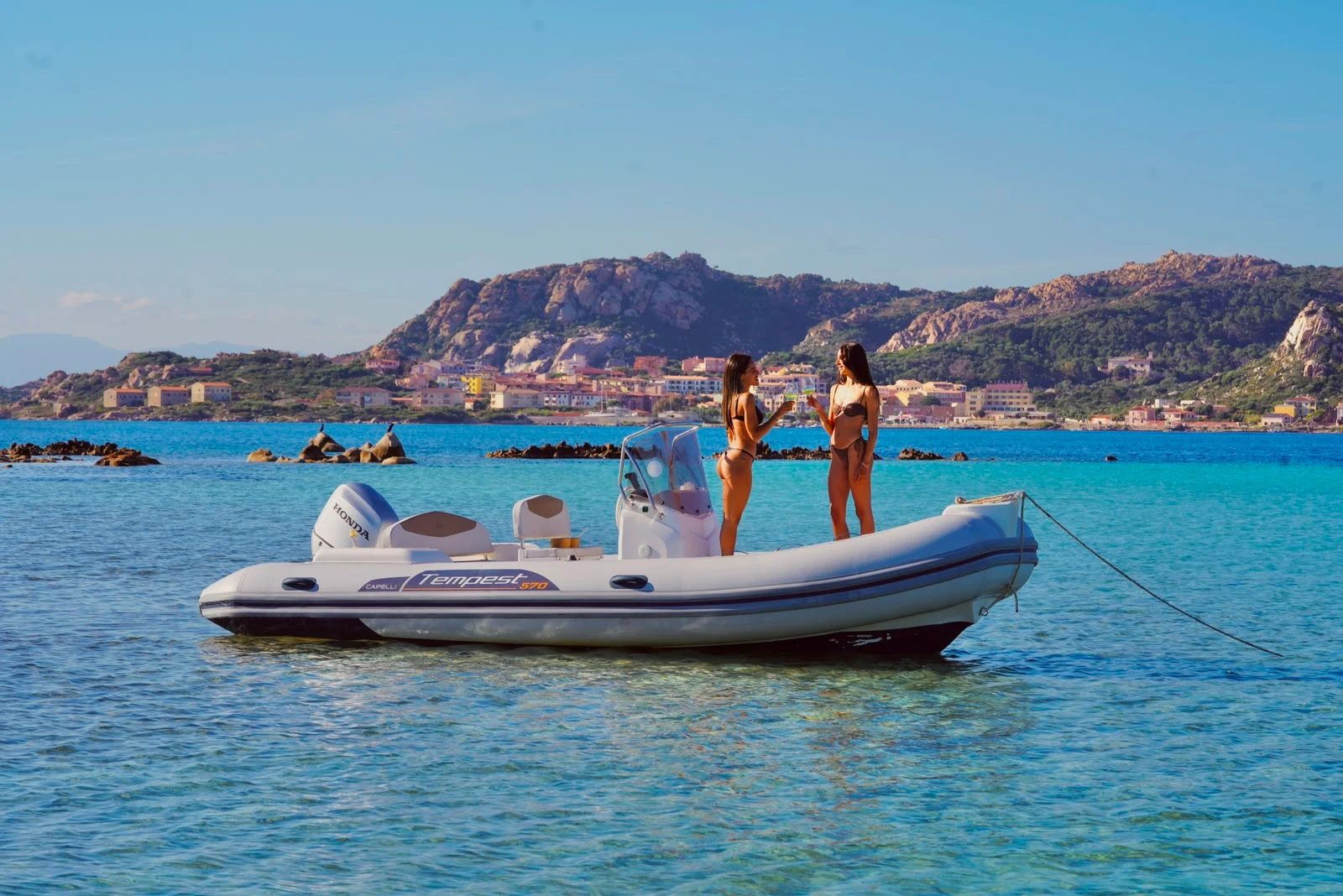 Well-kept Capelli Tempest 570 RIB for skippered rental in La Maddalena